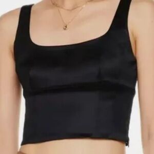 Aritzia Wilfred satin shine black corset small bustier